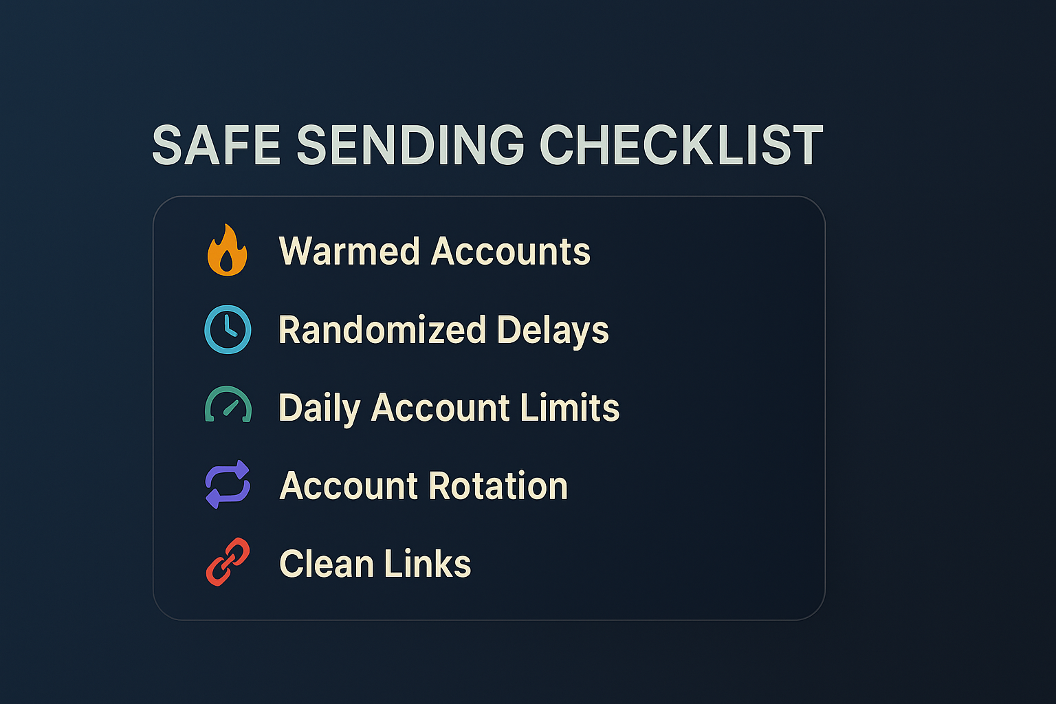 Telegram mass DM safe sending checklist showing rate limits, proxy rotation, SpinTax, and account warming best practices